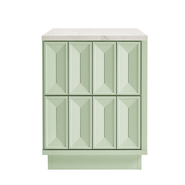 Modway Furniture Mabry Sculptural Two Drawer Nightstand with Marble Look Top and Faceted Geometric Panels Green EEI-7835-SAG