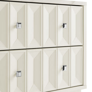 Modway Furniture Mabry Sculptural Two Drawer Nightstand with Marble Look Top and Faceted Geometric Panels White EEI-7835-WHI
