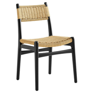 Modway Furniture Wynn Modway Woven Rope Beech Wood Dining Chair Mid-Century Modern Textured Seat Black Natural EEI-7836-BLK-NAT
