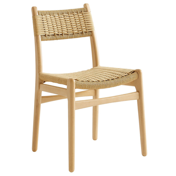 Modway Furniture Wynn Modway Woven Rope Beech Wood Dining Chair Mid-Century Modern Textured Seat Natural Natural EEI-7836-NAT-NAT