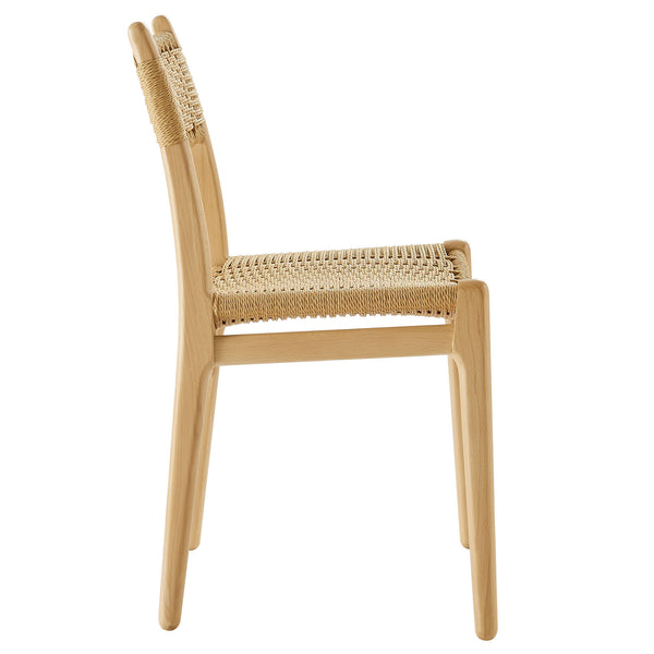 Modway Furniture Wynn Modway Woven Rope Beech Wood Dining Chair Mid-Century Modern Textured Seat Natural Natural EEI-7836-NAT-NAT