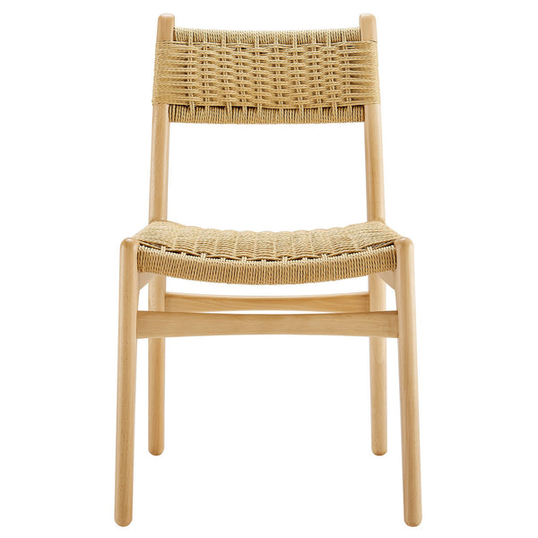 Modway Furniture Wynn Modway Woven Rope Beech Wood Dining Chair Mid-Century Modern Textured Seat Natural Natural EEI-7836-NAT-NAT