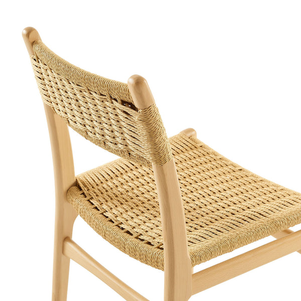 Modway Furniture Wynn Modway Woven Rope Beech Wood Dining Chair Mid-Century Modern Textured Seat Natural Natural EEI-7836-NAT-NAT