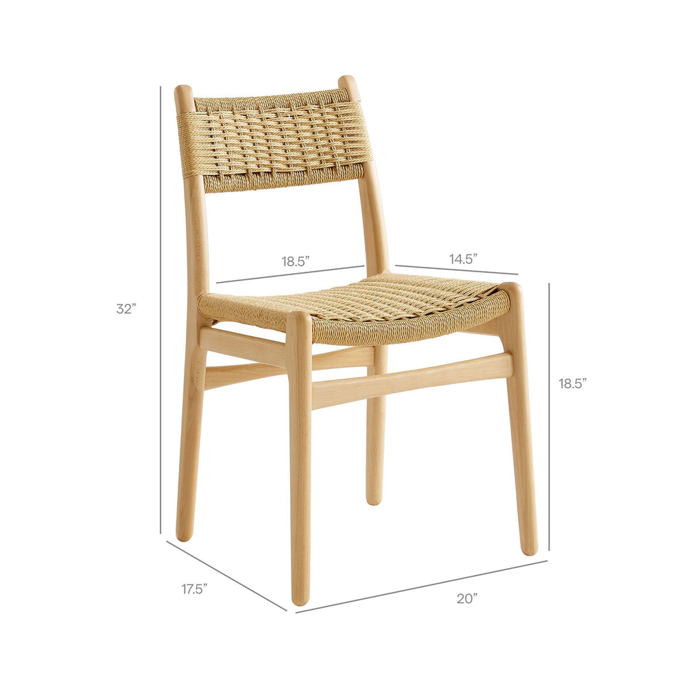 Modway Furniture Wynn Modway Woven Rope Beech Wood Dining Chair Mid-Century Modern Textured Seat Natural Natural EEI-7836-NAT-NAT
