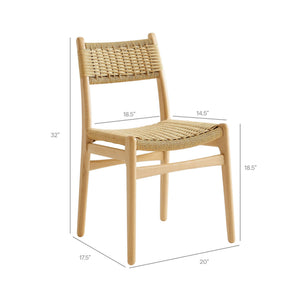 Modway Furniture Wynn Modway Woven Rope Beech Wood Dining Chair Mid-Century Modern Textured Seat Natural Natural EEI-7836-NAT-NAT