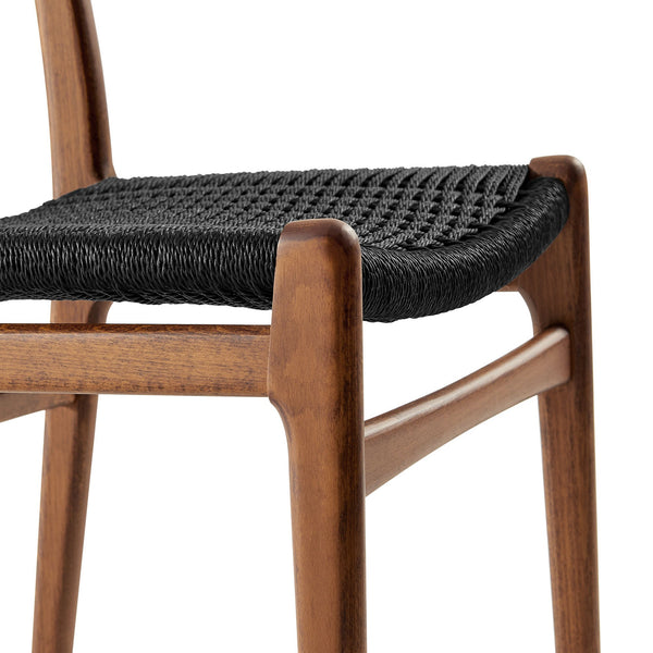 Modway Furniture Wynn Modway Woven Rope Beech Wood Dining Chair Mid-Century Modern Textured Seat Walnut Black EEI-7836-WAL-BLK