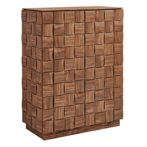 Modway Furniture Duskin Tall Storage Cabinet with Geometric Block Doors and Six Shelves for Any Room EEI-7849-WAL