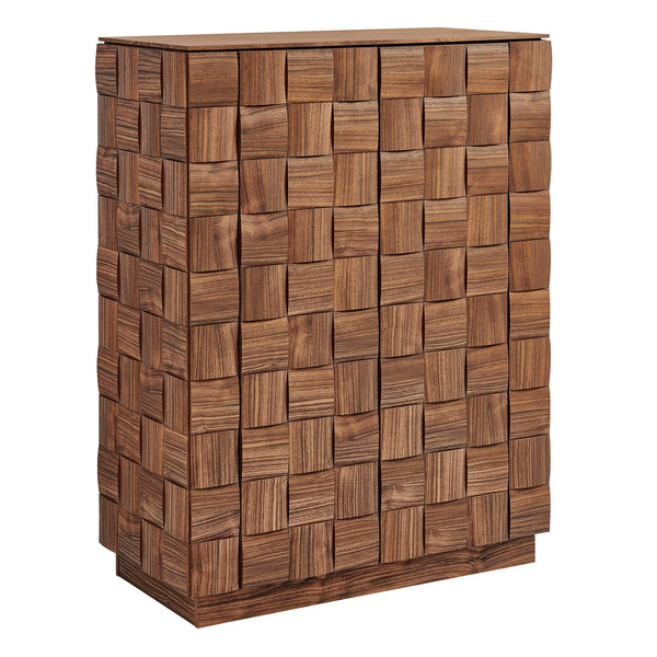 Modway Furniture Duskin Tall Storage Cabinet with Geometric Block Doors and Six Shelves for Any Room EEI-7849-WAL