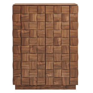 Modway Furniture Duskin Tall Storage Cabinet with Geometric Block Doors and Six Shelves for Any Room EEI-7849-WAL