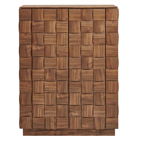 Modway Furniture Duskin Tall Storage Cabinet with Geometric Block Doors and Six Shelves for Any Room EEI-7849-WAL