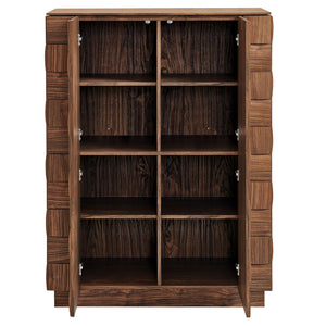 Modway Furniture Duskin Tall Storage Cabinet with Geometric Block Doors and Six Shelves for Any Room EEI-7849-WAL