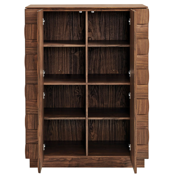 Modway Furniture Duskin Tall Storage Cabinet with Geometric Block Doors and Six Shelves for Any Room EEI-7849-WAL