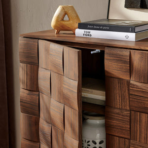 Modway Furniture Duskin Tall Storage Cabinet with Geometric Block Doors and Six Shelves for Any Room EEI-7849-WAL