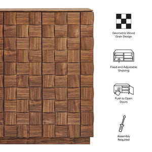 Modway Furniture Duskin Tall Storage Cabinet with Geometric Block Doors and Six Shelves for Any Room EEI-7849-WAL