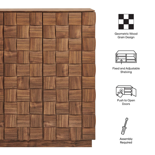 Modway Furniture Duskin Tall Storage Cabinet with Geometric Block Doors and Six Shelves for Any Room EEI-7849-WAL