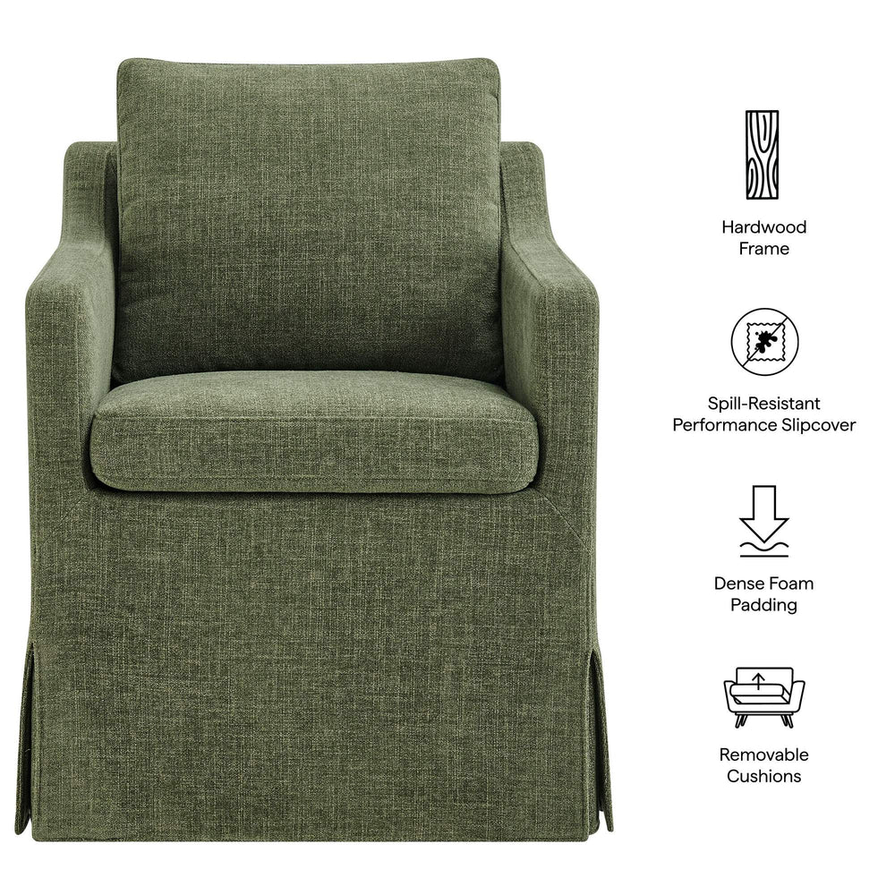 Modway Furniture Serene Slipcovered Armchair with Stain Repellent Fabric for Elegant Dining Rooms Green EEI-7893-FOL
