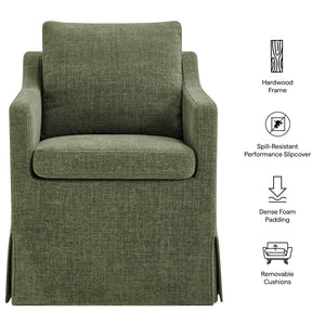 Modway Furniture Serene Slipcovered Armchair with Stain Repellent Fabric for Elegant Dining Rooms Green EEI-7893-FOL