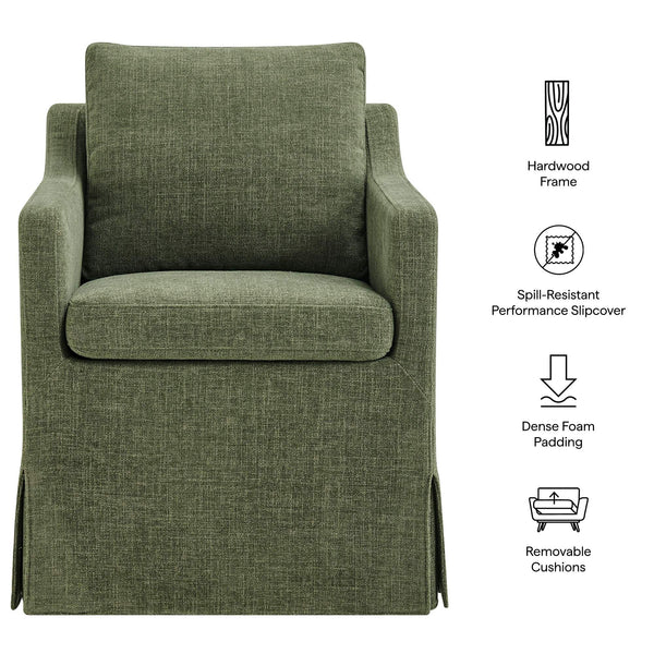 Modway Furniture Serene Slipcovered Armchair with Stain Repellent Fabric for Elegant Dining Rooms Green EEI-7893-FOL
