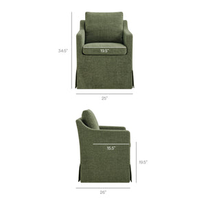 Modway Furniture Serene Slipcovered Armchair with Stain Repellent Fabric for Elegant Dining Rooms Green EEI-7893-FOL