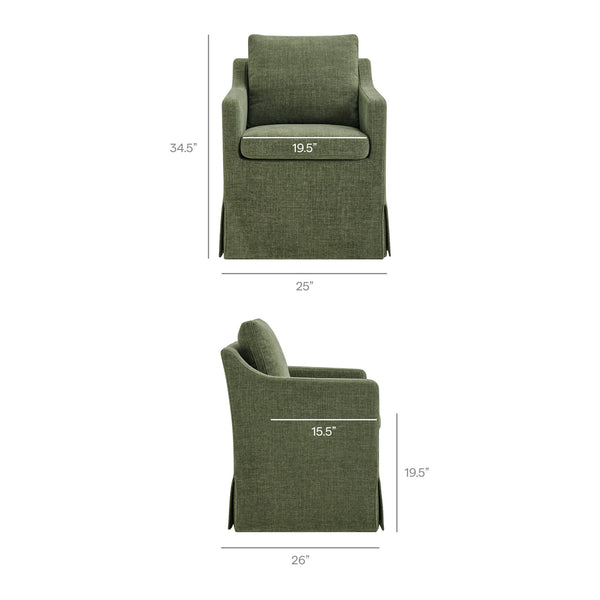 Modway Furniture Serene Slipcovered Armchair with Stain Repellent Fabric for Elegant Dining Rooms Green EEI-7893-FOL