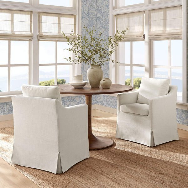 Modway Furniture Serene Slipcovered Armchair with Stain Repellent Fabric for Elegant Dining Rooms Gray EEI-7893-LIN