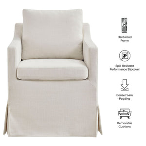 Modway Furniture Serene Slipcovered Armchair with Stain Repellent Fabric for Elegant Dining Rooms Gray EEI-7893-LIN