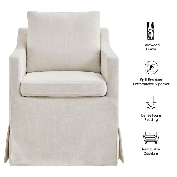 Modway Furniture Serene Slipcovered Armchair with Stain Repellent Fabric for Elegant Dining Rooms Gray EEI-7893-LIN