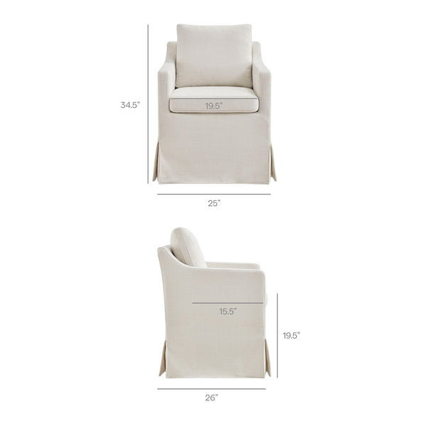 Modway Furniture Serene Slipcovered Armchair with Stain Repellent Fabric for Elegant Dining Rooms Gray EEI-7893-LIN