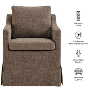 Modway Furniture Serene Slipcovered Armchair with Stain Repellent Fabric for Elegant Dining Rooms Brown EEI-7893-MOC