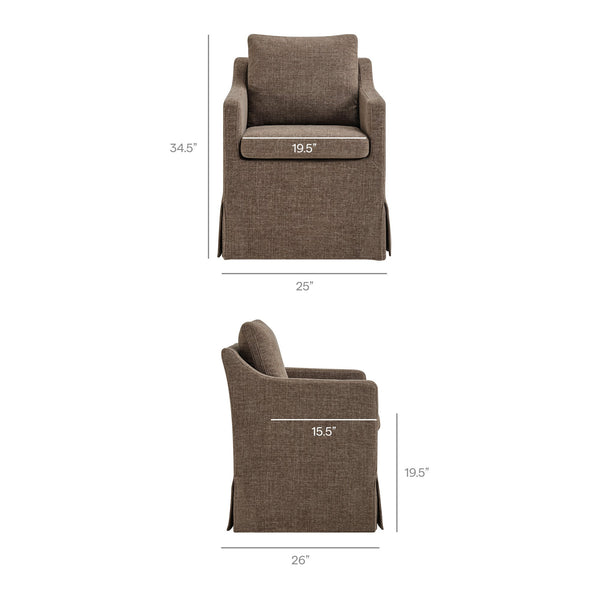 Modway Furniture Serene Slipcovered Armchair with Stain Repellent Fabric for Elegant Dining Rooms Brown EEI-7893-MOC