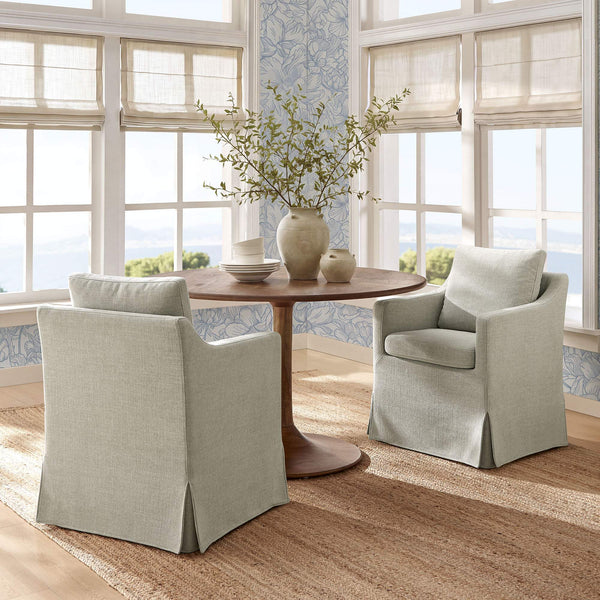 Modway Furniture Serene Slipcovered Armchair with Stain Repellent Fabric for Elegant Dining Rooms White EEI-7893-SAL