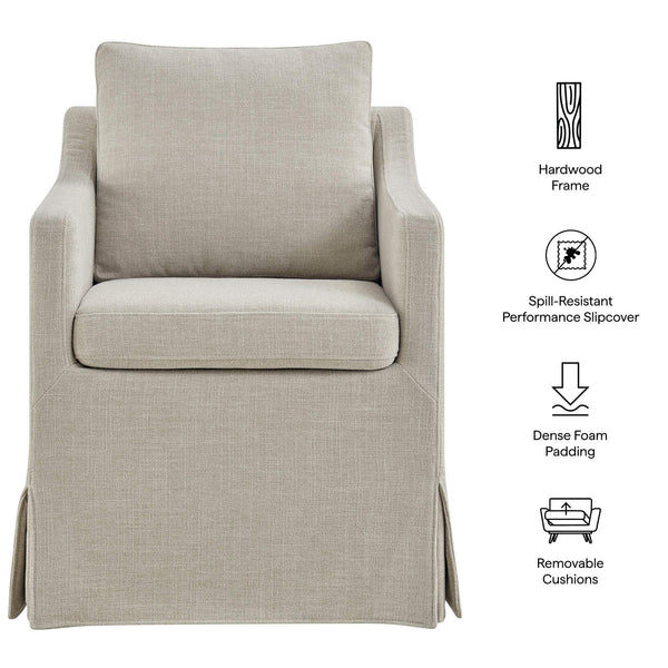 Modway Furniture Serene Slipcovered Armchair with Stain Repellent Fabric for Elegant Dining Rooms White EEI-7893-SAL