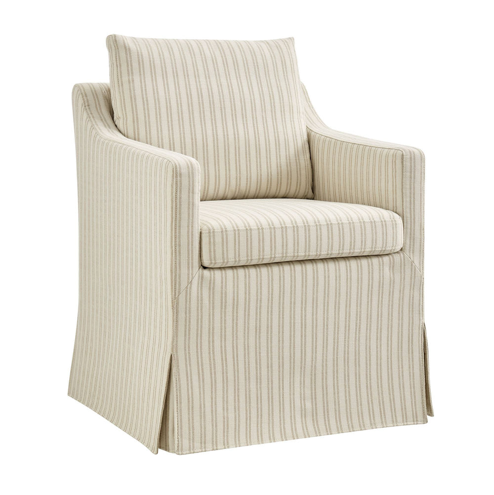 Modway Furniture Serene Slipcovered Woven Stripe Armchair with Pleated Skirt for Casual Dining Rooms EEI-7894-OAS