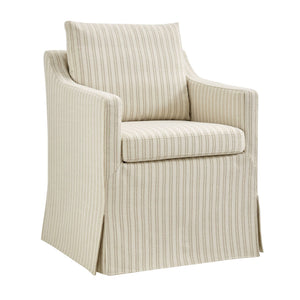 Modway Furniture Serene Slipcovered Woven Stripe Armchair with Pleated Skirt for Casual Dining Rooms EEI-7894-OAS