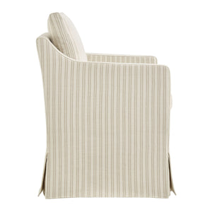 Modway Furniture Serene Slipcovered Woven Stripe Armchair with Pleated Skirt for Casual Dining Rooms EEI-7894-OAS