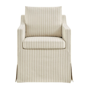 Modway Furniture Serene Slipcovered Woven Stripe Armchair with Pleated Skirt for Casual Dining Rooms EEI-7894-OAS