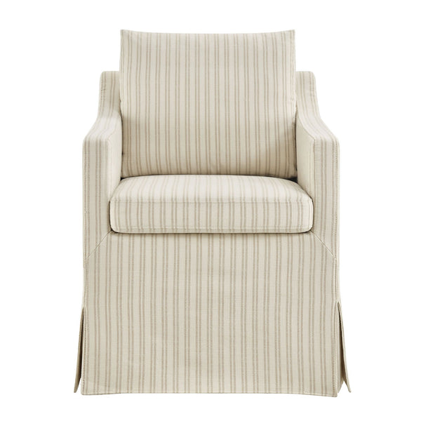 Modway Furniture Serene Slipcovered Woven Stripe Armchair with Pleated Skirt for Casual Dining Rooms EEI-7894-OAS