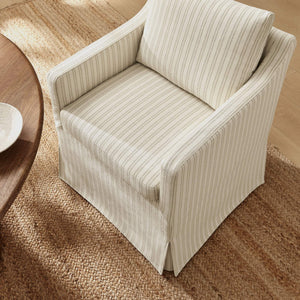 Modway Furniture Serene Slipcovered Woven Stripe Armchair with Pleated Skirt for Casual Dining Rooms EEI-7894-OAS