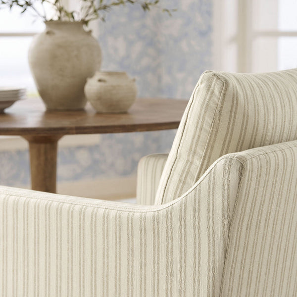 Modway Furniture Serene Slipcovered Woven Stripe Armchair with Pleated Skirt for Casual Dining Rooms EEI-7894-OAS