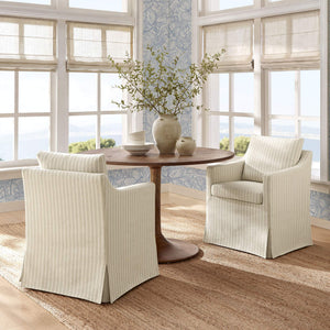 Modway Furniture Serene Slipcovered Woven Stripe Armchair with Pleated Skirt for Casual Dining Rooms EEI-7894-OAS