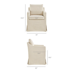 Modway Furniture Serene Slipcovered Woven Stripe Armchair with Pleated Skirt for Casual Dining Rooms EEI-7894-OAS