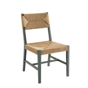 Modway Furniture Bodie Elm Wood Dining Chairs with Woven Paper Rope Seats for Farmhouse Tables Set Gray EEI-7899-LGR-NAT
