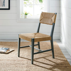 Modway Furniture Bodie Elm Wood Dining Chairs with Woven Paper Rope Seats for Farmhouse Tables Set Gray EEI-7899-LGR-NAT