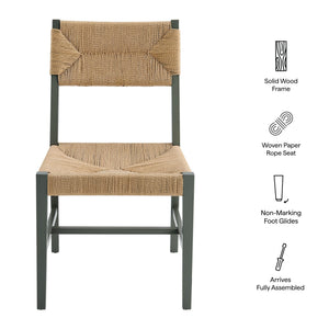 Modway Furniture Bodie Elm Wood Dining Chairs with Woven Paper Rope Seats for Farmhouse Tables Set Gray EEI-7899-LGR-NAT