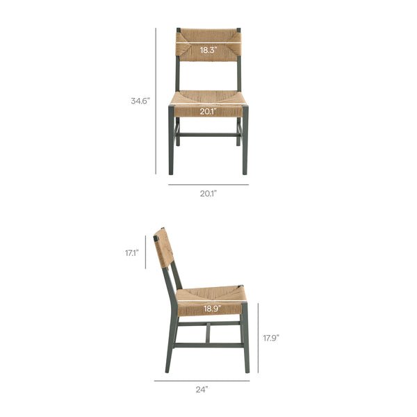Modway Furniture Bodie Elm Wood Dining Chairs with Woven Paper Rope Seats for Farmhouse Tables Set Gray EEI-7899-LGR-NAT