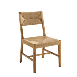 Modway Furniture Bodie Elm Wood Dining Chairs with Woven Paper Rope Seats for Farmhouse Tables Set Brown EEI-7899-NAT-NAT