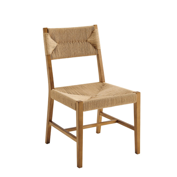 Modway Furniture Bodie Elm Wood Dining Chairs with Woven Paper Rope Seats for Farmhouse Tables Set Brown EEI-7899-NAT-NAT