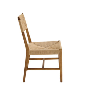 Modway Furniture Bodie Elm Wood Dining Chairs with Woven Paper Rope Seats for Farmhouse Tables Set Brown EEI-7899-NAT-NAT