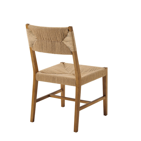 Modway Furniture Bodie Elm Wood Dining Chairs with Woven Paper Rope Seats for Farmhouse Tables Set Brown EEI-7899-NAT-NAT