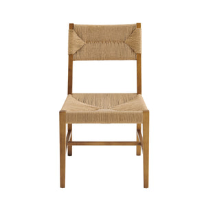 Modway Furniture Bodie Elm Wood Dining Chairs with Woven Paper Rope Seats for Farmhouse Tables Set Brown EEI-7899-NAT-NAT